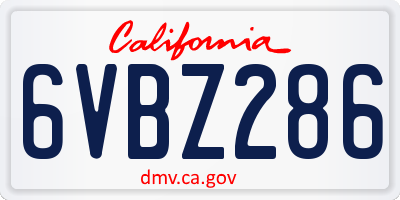 CA license plate 6VBZ286
