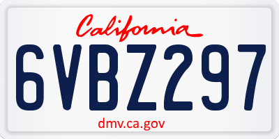 CA license plate 6VBZ297