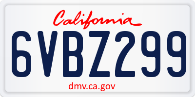 CA license plate 6VBZ299