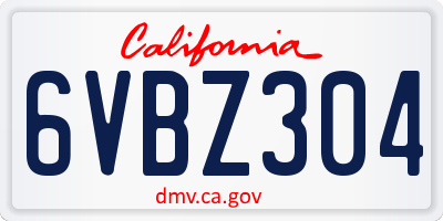CA license plate 6VBZ304