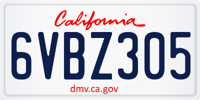 CA license plate 6VBZ305