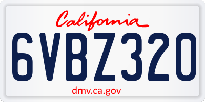 CA license plate 6VBZ320