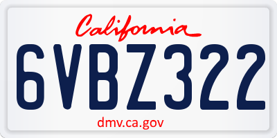 CA license plate 6VBZ322