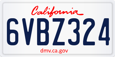 CA license plate 6VBZ324