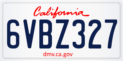 CA license plate 6VBZ327