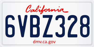 CA license plate 6VBZ328