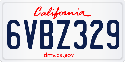 CA license plate 6VBZ329