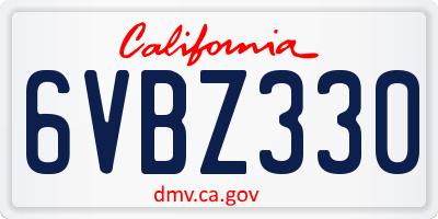 CA license plate 6VBZ330