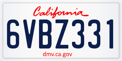 CA license plate 6VBZ331