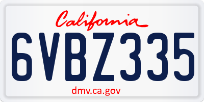 CA license plate 6VBZ335