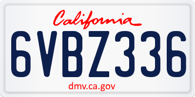 CA license plate 6VBZ336