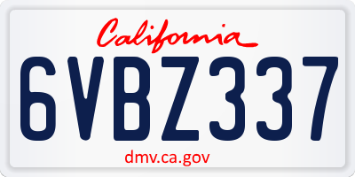 CA license plate 6VBZ337