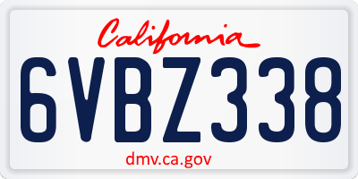 CA license plate 6VBZ338