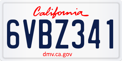CA license plate 6VBZ341