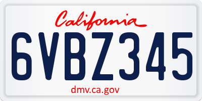 CA license plate 6VBZ345