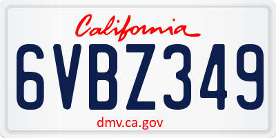 CA license plate 6VBZ349
