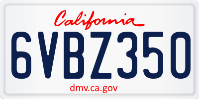 CA license plate 6VBZ350