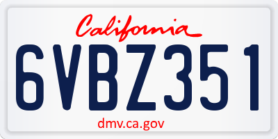CA license plate 6VBZ351