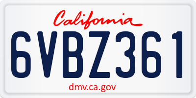 CA license plate 6VBZ361