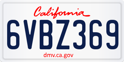 CA license plate 6VBZ369