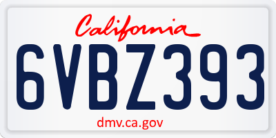 CA license plate 6VBZ393