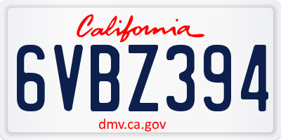 CA license plate 6VBZ394