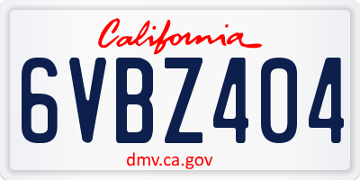 CA license plate 6VBZ404