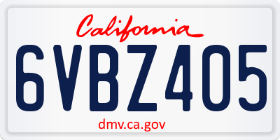 CA license plate 6VBZ405