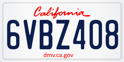 CA license plate 6VBZ408