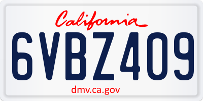 CA license plate 6VBZ409