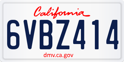 CA license plate 6VBZ414