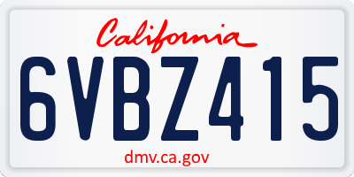 CA license plate 6VBZ415