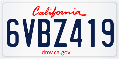 CA license plate 6VBZ419
