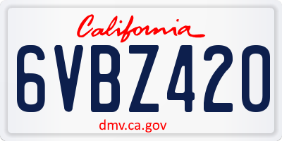 CA license plate 6VBZ420