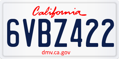 CA license plate 6VBZ422
