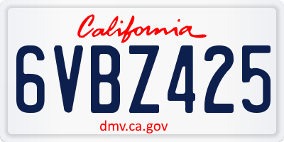 CA license plate 6VBZ425