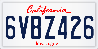CA license plate 6VBZ426