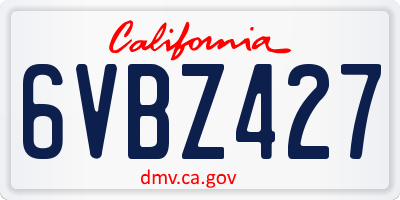 CA license plate 6VBZ427