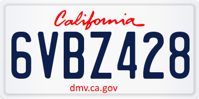 CA license plate 6VBZ428
