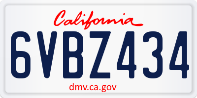 CA license plate 6VBZ434