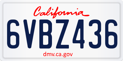 CA license plate 6VBZ436
