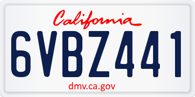 CA license plate 6VBZ441