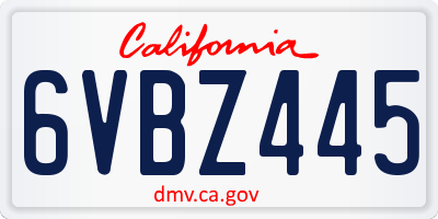 CA license plate 6VBZ445