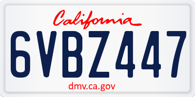 CA license plate 6VBZ447