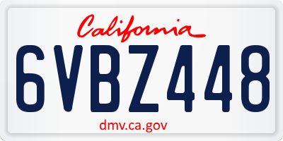 CA license plate 6VBZ448