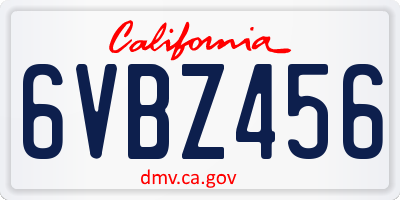 CA license plate 6VBZ456