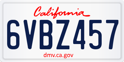 CA license plate 6VBZ457