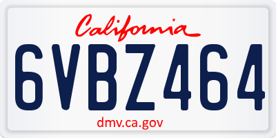 CA license plate 6VBZ464