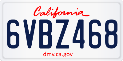 CA license plate 6VBZ468