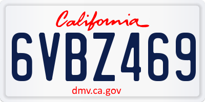 CA license plate 6VBZ469